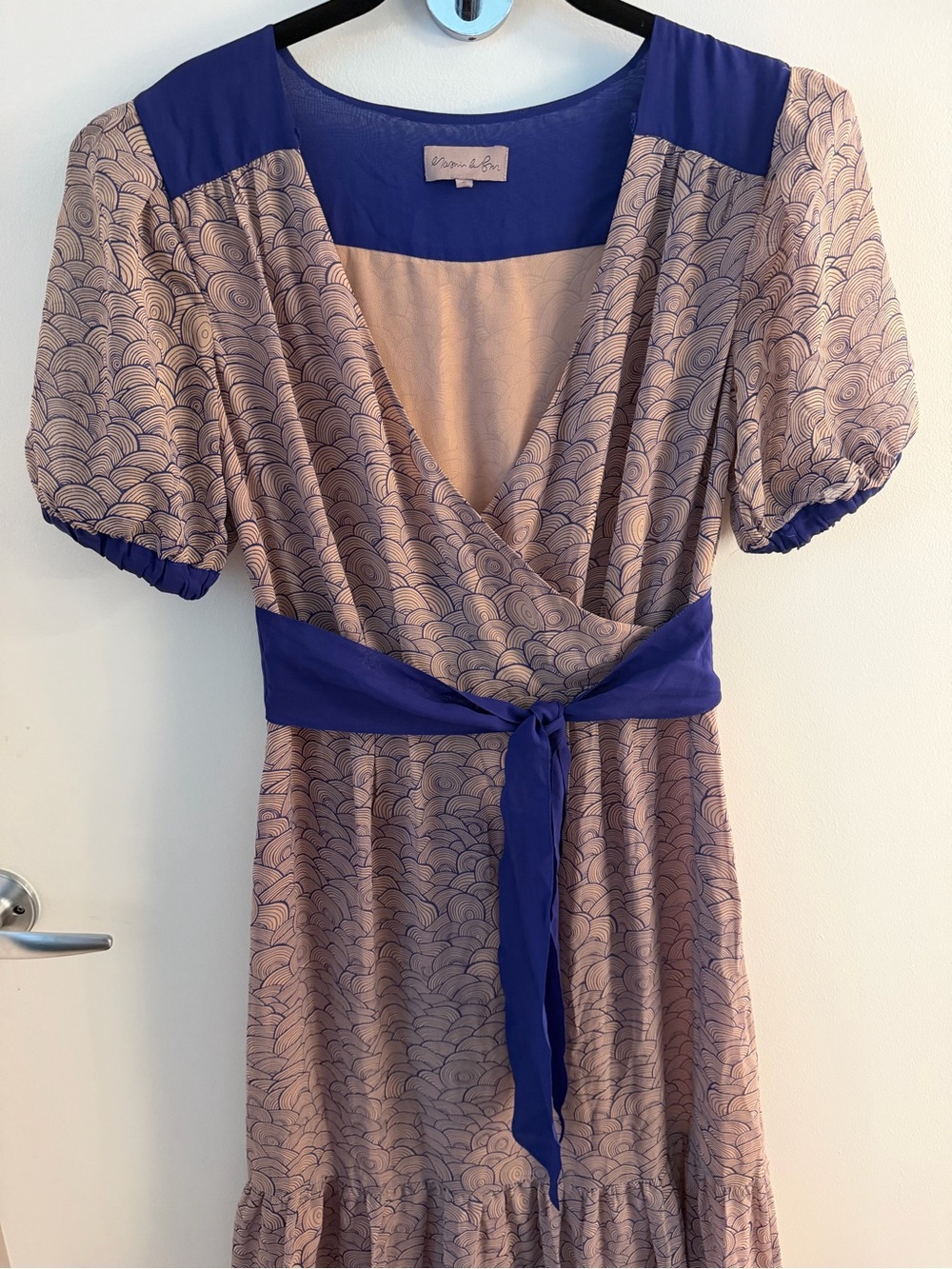 Yasmin LeBon 100% Silk Maxi Dress with Puff Sleeve Tie Waist Size 6 (UK 8) - Picture 4 of 13